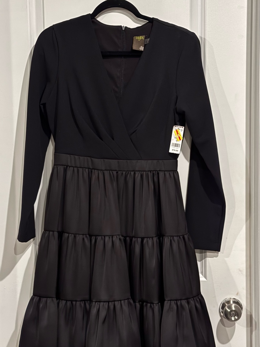 Taylor Black Tiered Dress Size 8 NWT